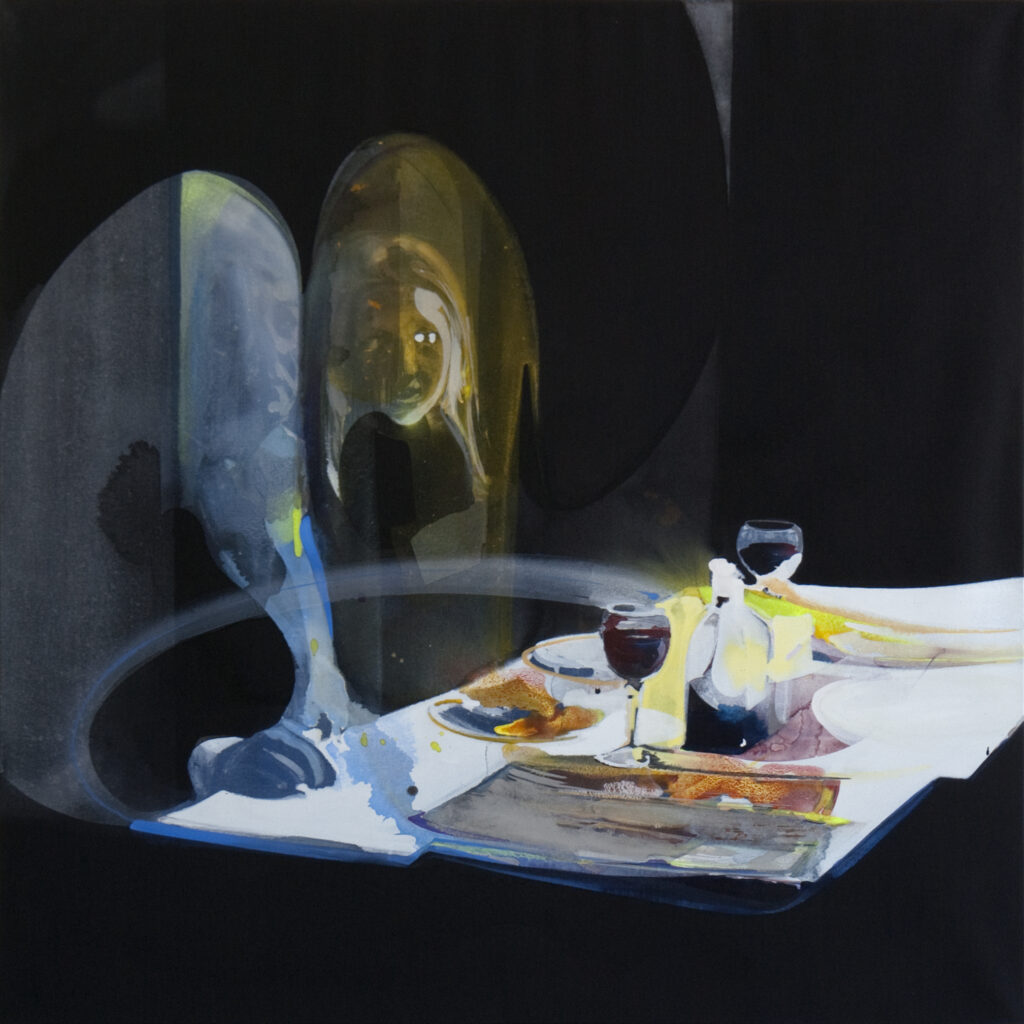 Dîner de Couple 120X120cm Acrylique sur toile