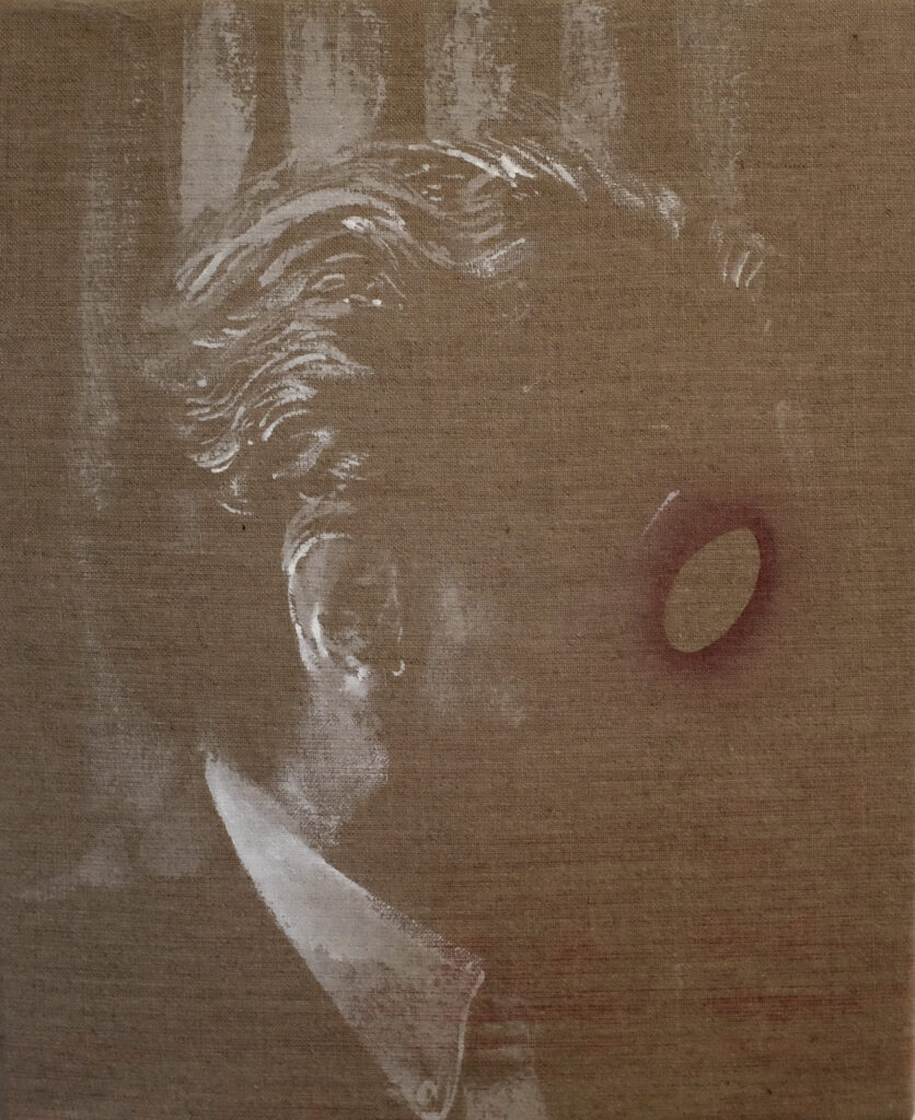 L'oeil 46X38 cm Gesso et aquarelle sur toile