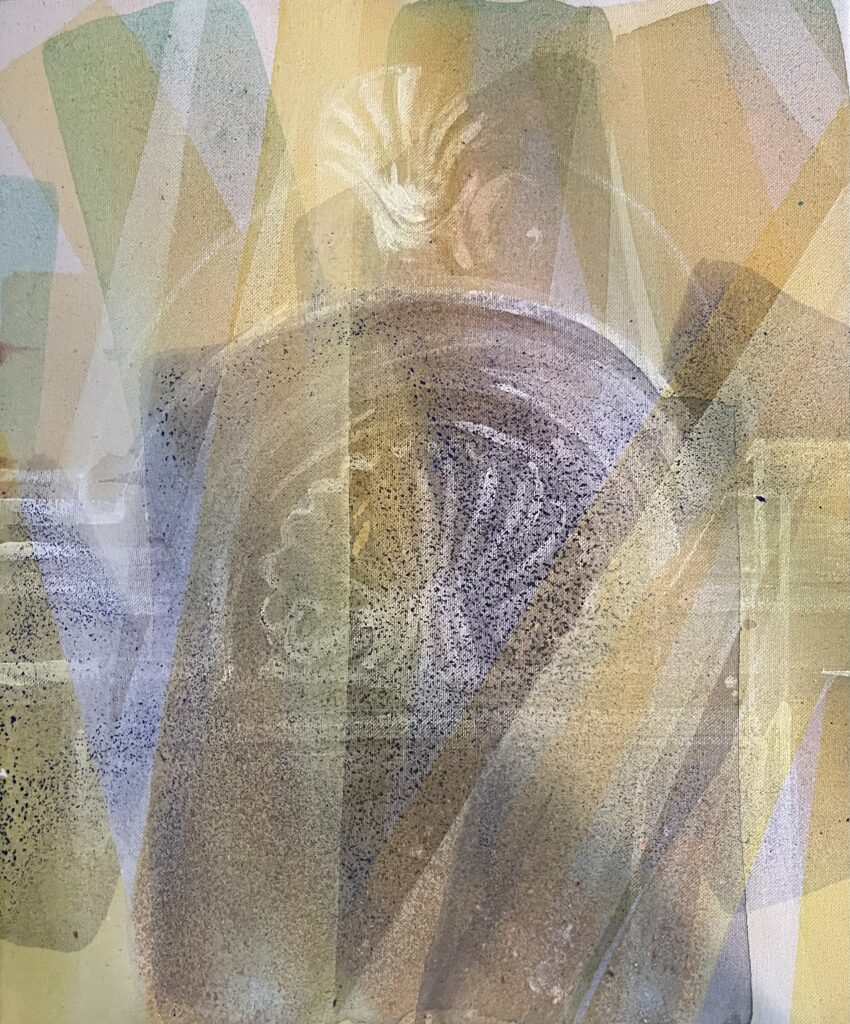 Seuil coquille 46X38cm Gesso et aquarelle sur toile