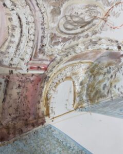 intérieur-rocaille mix media sur papier 33X25cm